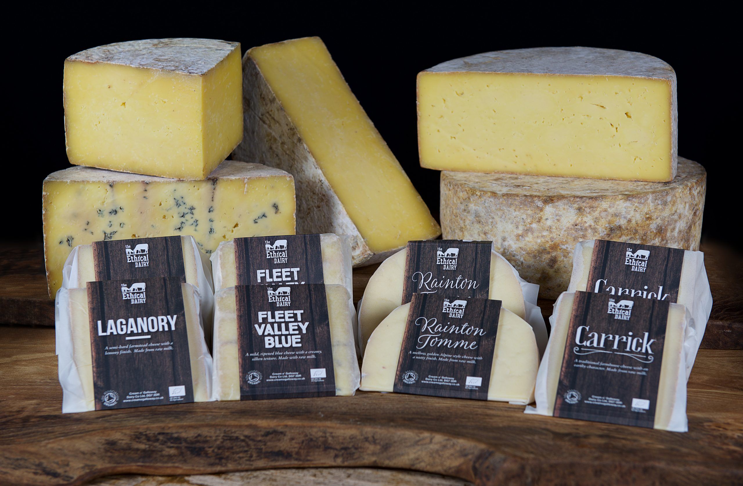 The Ethical Dairy full range of organic raw milk's cheeses