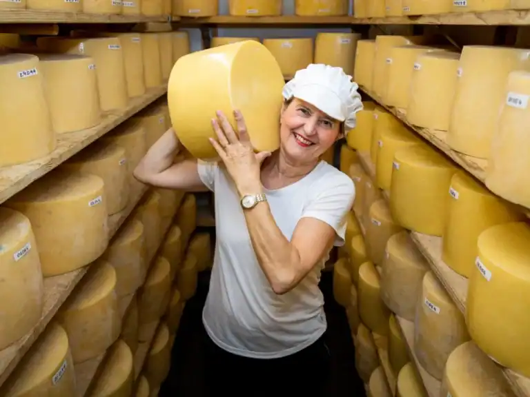 Jane Stewart of St Andrews Farmhouse Cheese Company in the maturation room