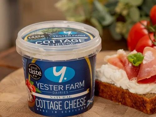 Fine Cheesemakers of Scotland: Yester Farm Cottage Cheese 300g pot with cottage cheese and salmon on toast.