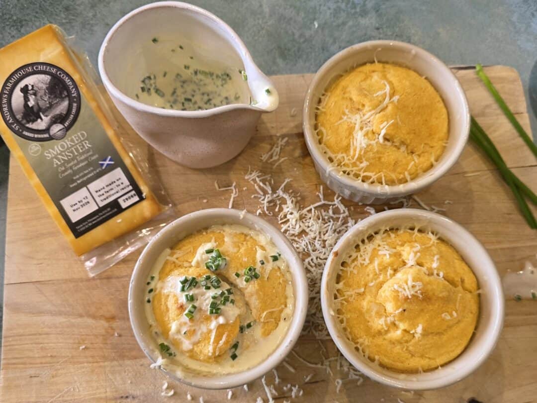 Fine Cheesemakers of Scotland - St Andrews Smoked Anster and Arbroath Smokies Souffle.